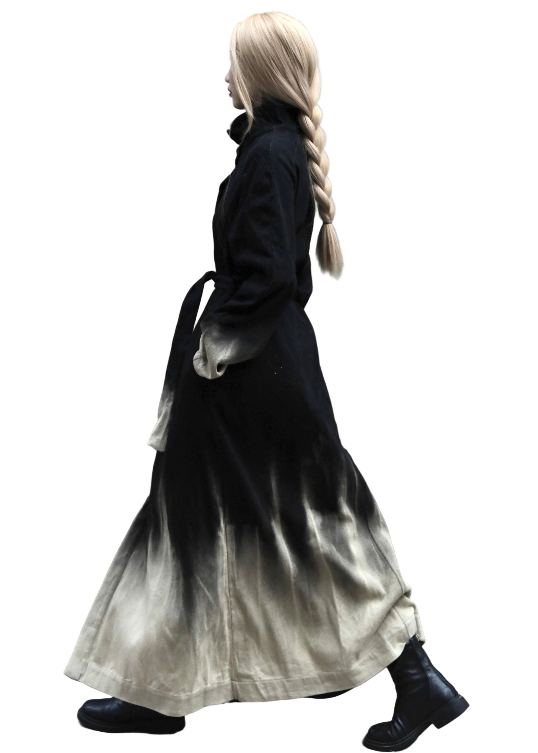 Kvinnors Lång Denim Rock Gradient Färg med Fickor 0