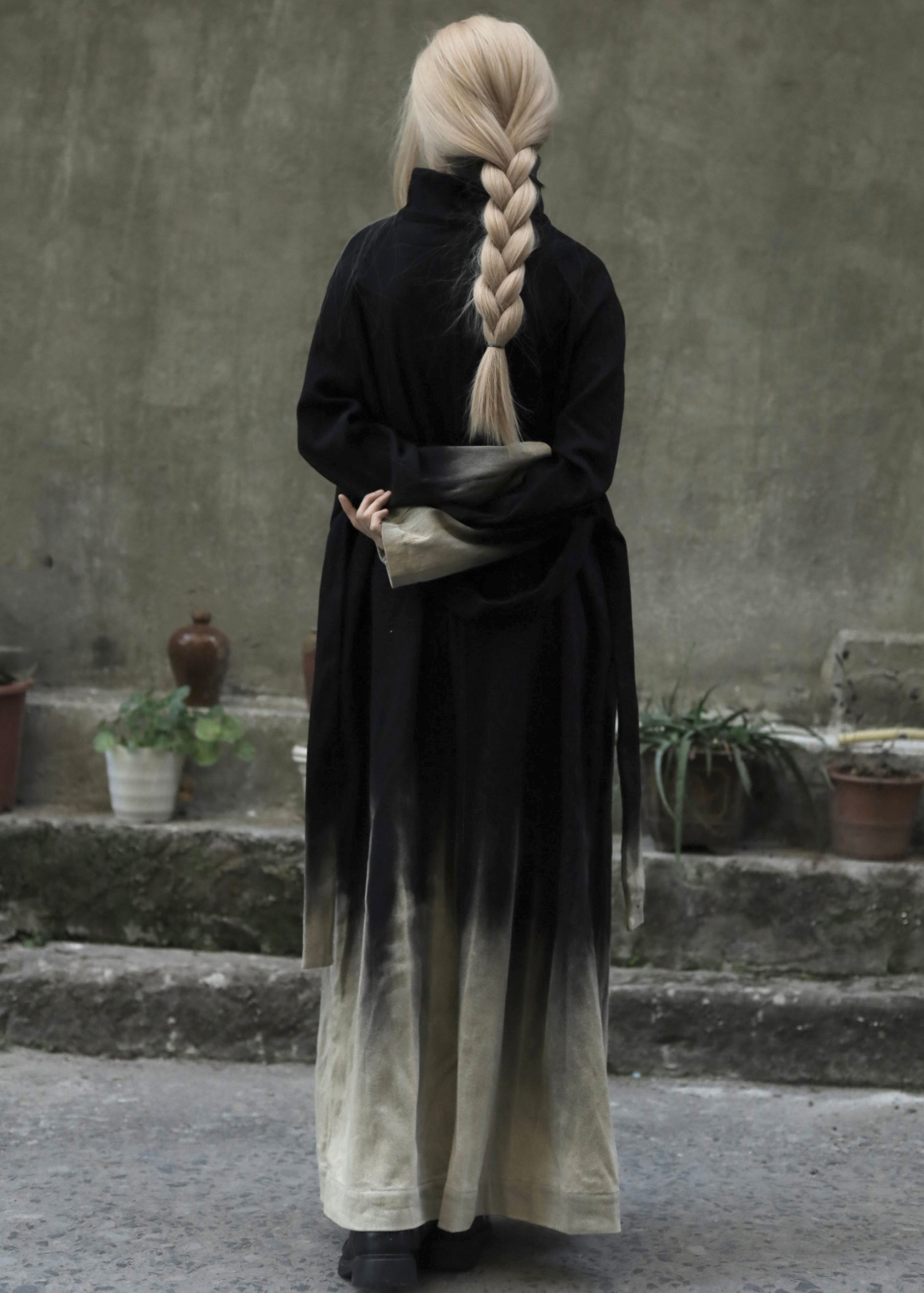 Kvinnors Lång Denim Rock Gradient Färg med Fickor 4