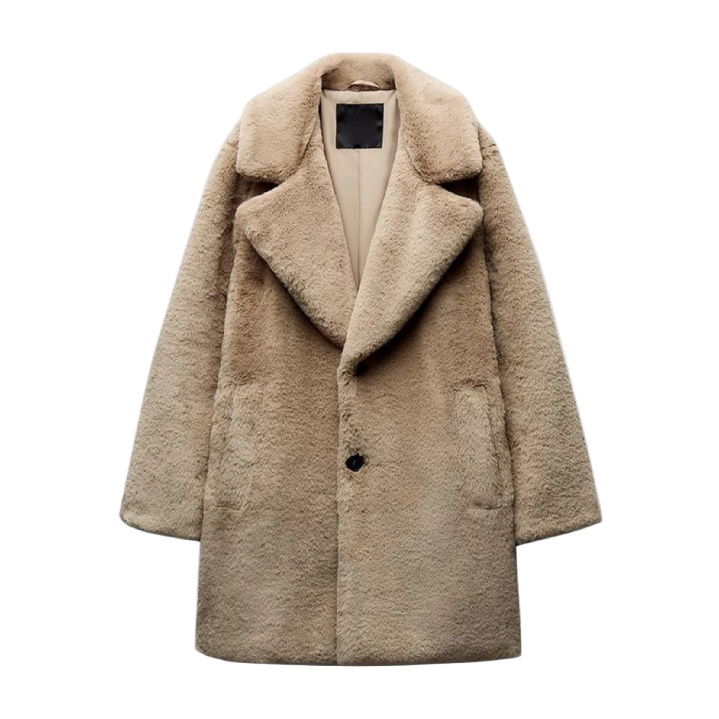 Kvinnors Lång Kappa Oversized Plysch Faux Fur Bred Krage 0