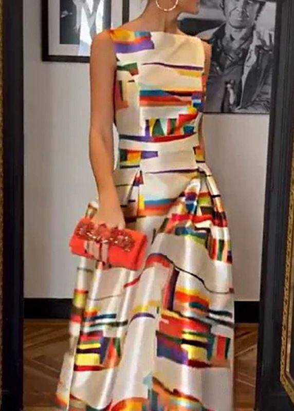 Kvinnors Lång Klänning Hög Midja Ärmlös 1