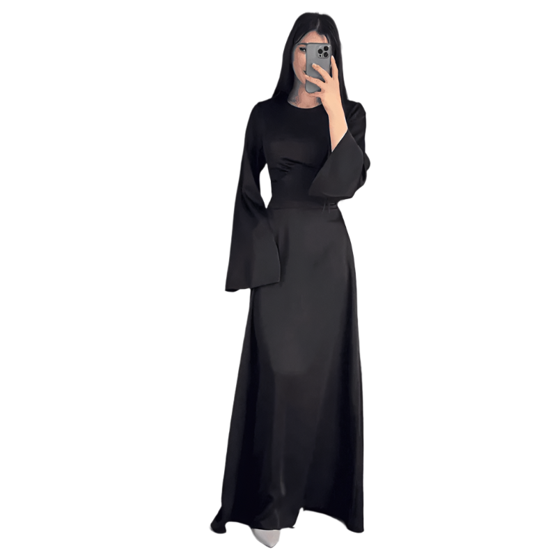 Kvinnors Lång Klänning Satin Elegant 0