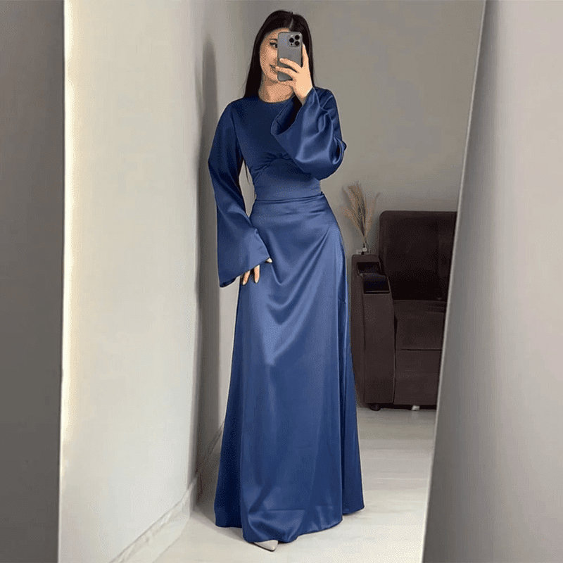 Kvinnors Lång Klänning Satin Elegant 3