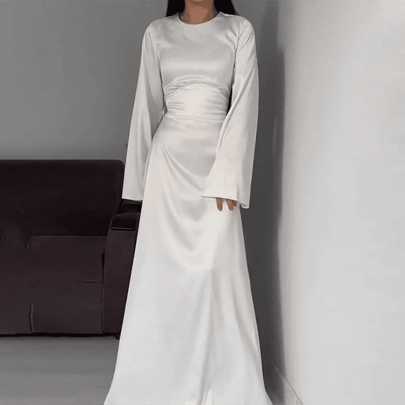 Kvinnors Lång Klänning Satin Elegant 4
