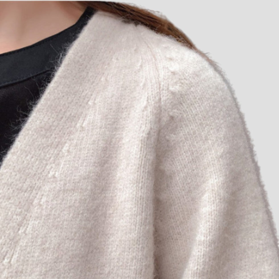 Kvinnors Lång Kofta Öppen Front Stickad Design 3