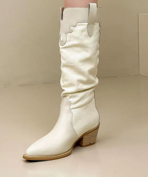 Kvinnors Långa Stövlar Chunky Stil 1