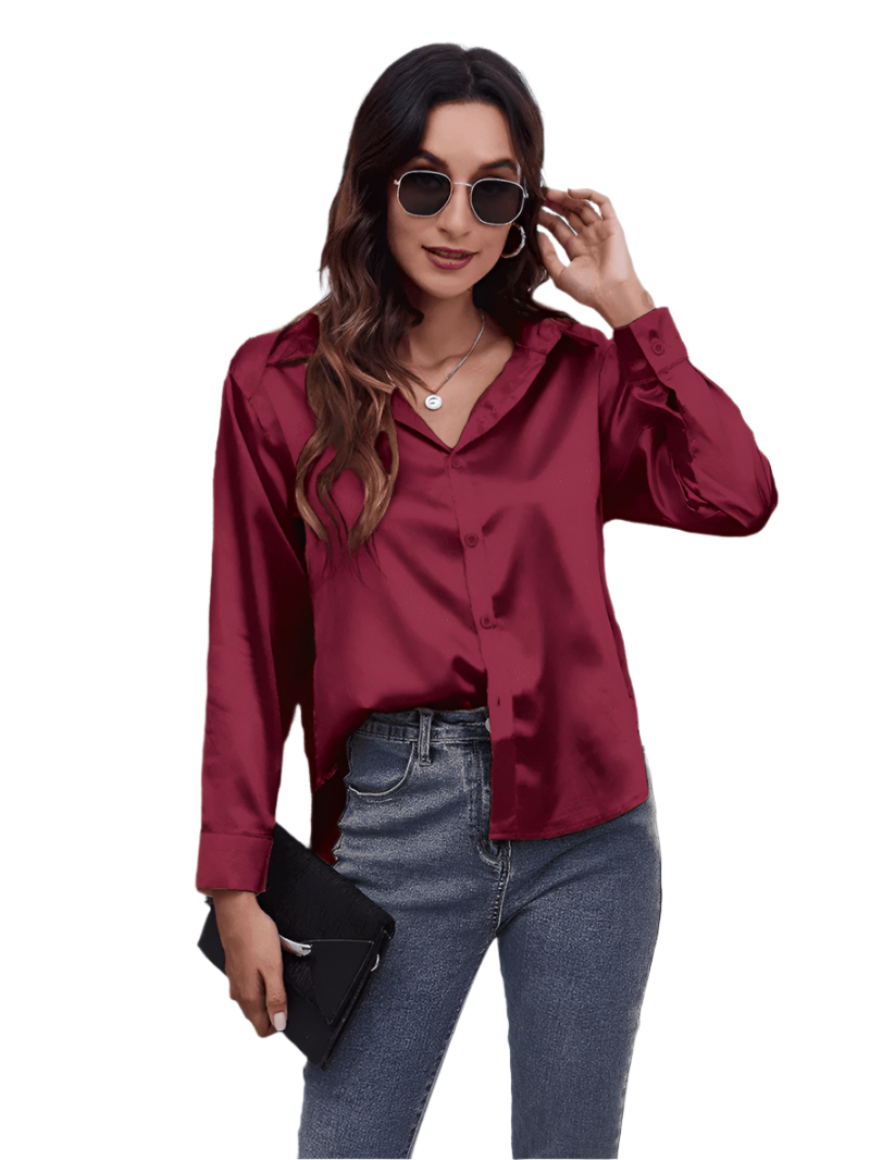 Kvinnors Långärmad Blus Satin Tidlös Stil 0