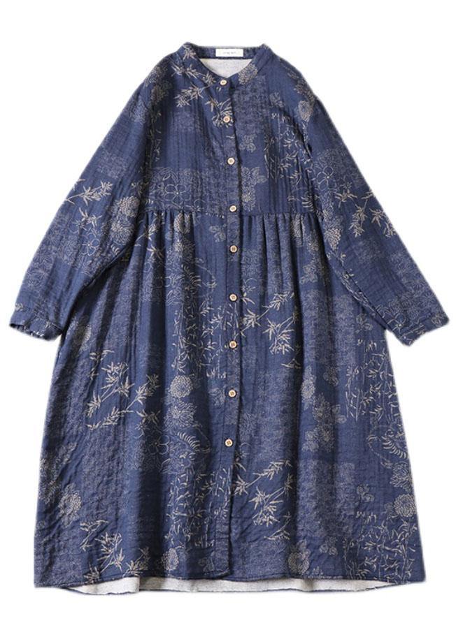 Kvinnors Långärmad Klänning med Fickor och Hösttryck 4