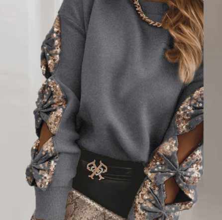 Kvinnors Långärmad Tröja med O-hals 12