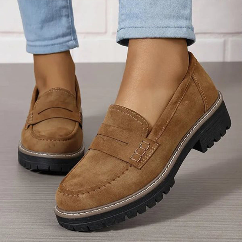 Kvinnors Loafers Suede Elegant Retro Design 4