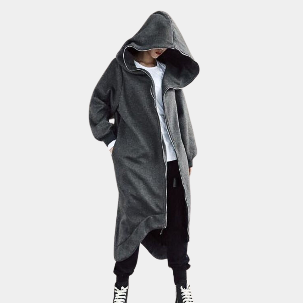 Kvinnors Maxi Hættetrøjejakke Løs 3