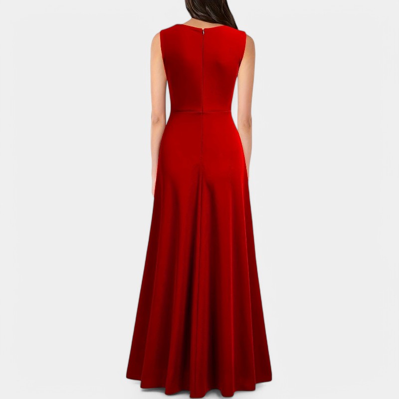 Kvinnors Maxi Klänning A-Linjeformad Polyester V-Ringad 1