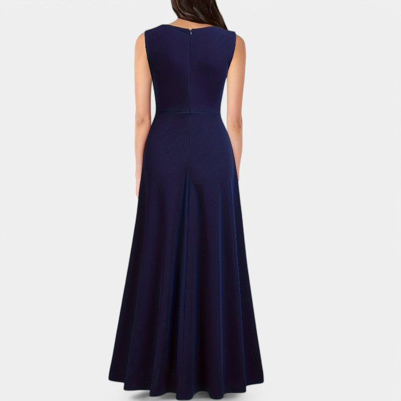 Kvinnors Maxi Klänning A-Linjeformad Polyester V-Ringad 6