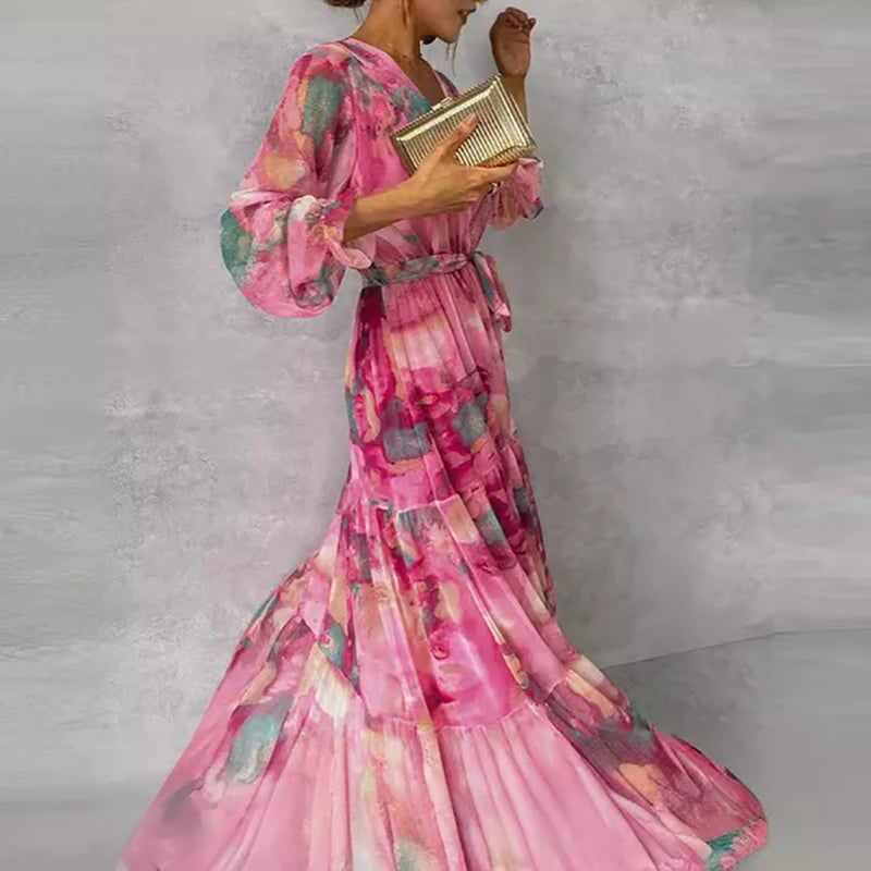 Kvinnors Maxi Klänning Blommig Elegant 2