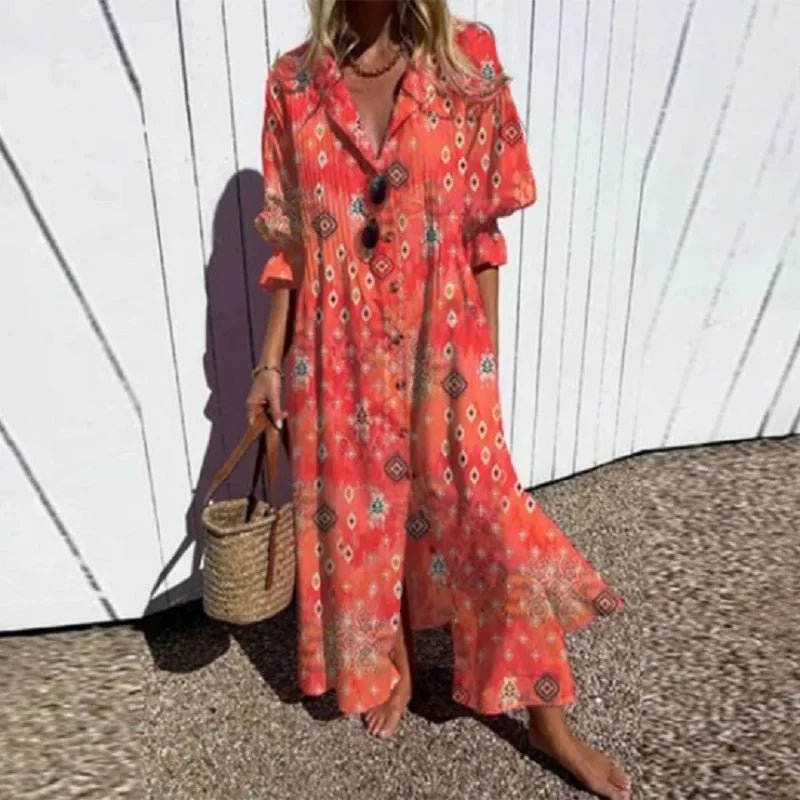 Kvinnors Maxi Klänning Bohemisk Stil 3