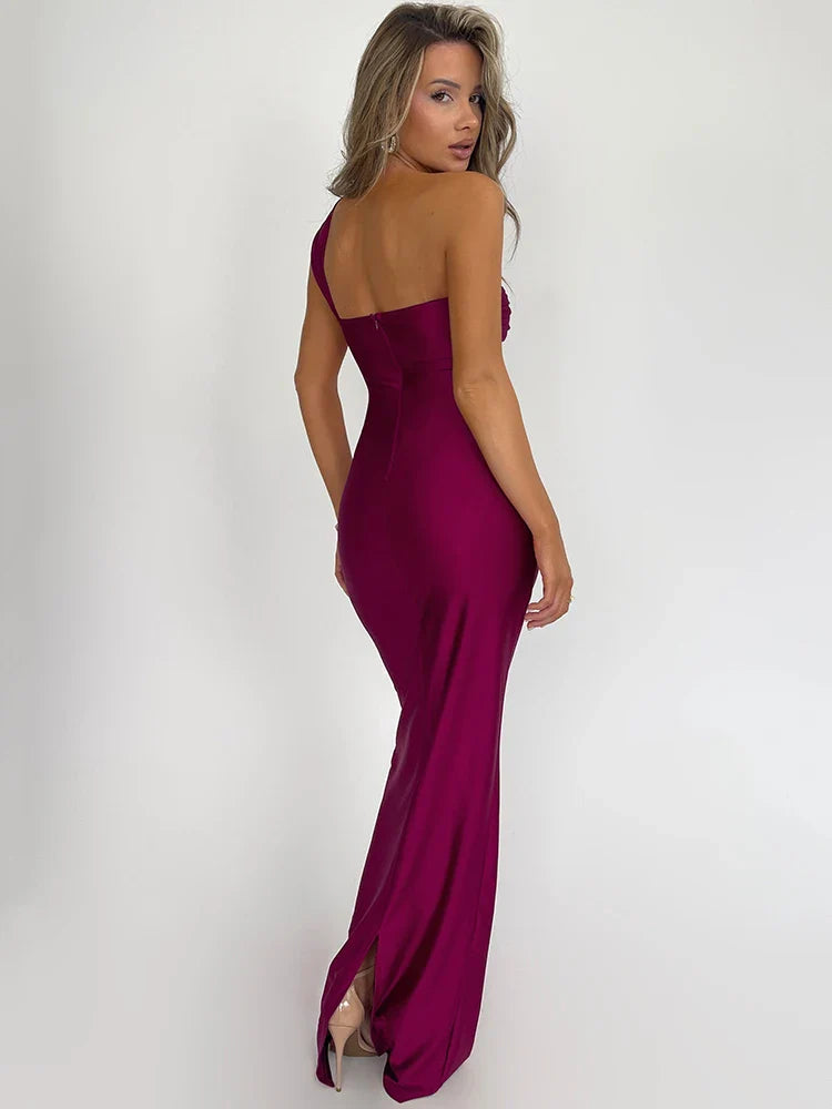 Kvinnors Maxi Klänning Enaxlad Bodycon 4