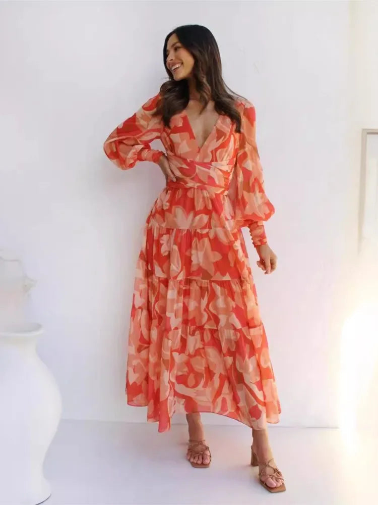 Kvinnors Maxi Klänning Flödande Chiffon 1
