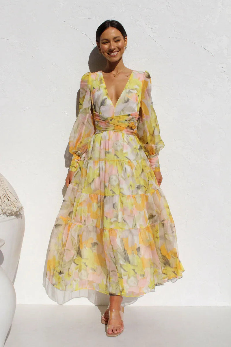 Kvinnors Maxi Klänning Flödande Chiffon 3