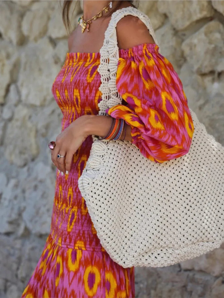 Kvinnors Maxi Klänning Flödande Lätt Tyg 4