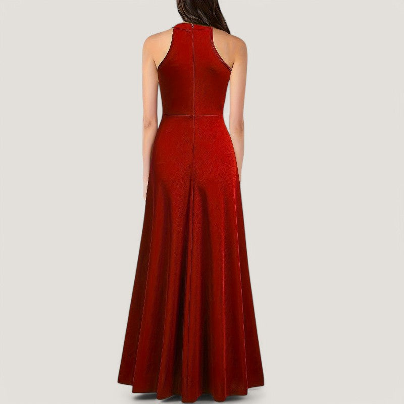 Kvinnors Maxi Klänning Halterneck Flödande Polyester 2