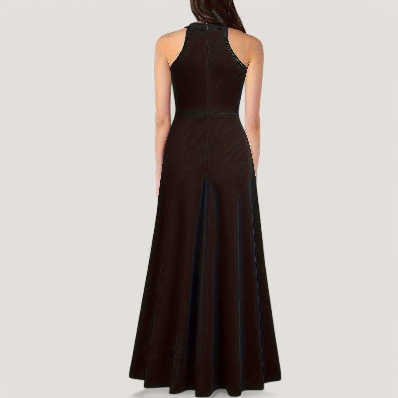 Kvinnors Maxi Klänning Halterneck Flödande Polyester 7