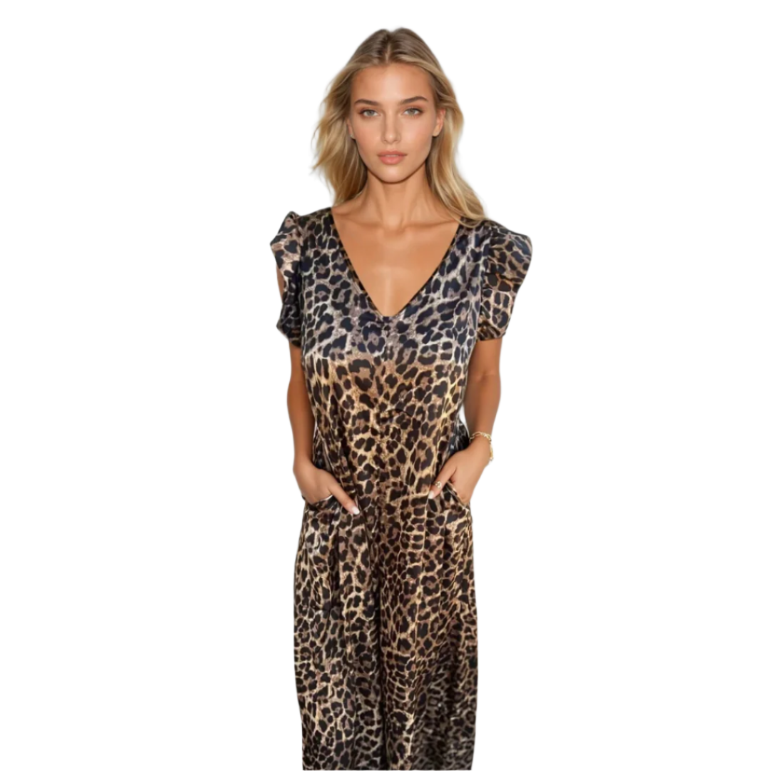 Kvinnors Maxi Klänning Leopardtryck Avslappnad Stil 0