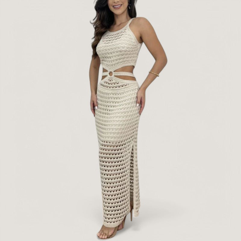 Kvinnors Maxi Klänning Med Utskärning Och Stickad Textur 4