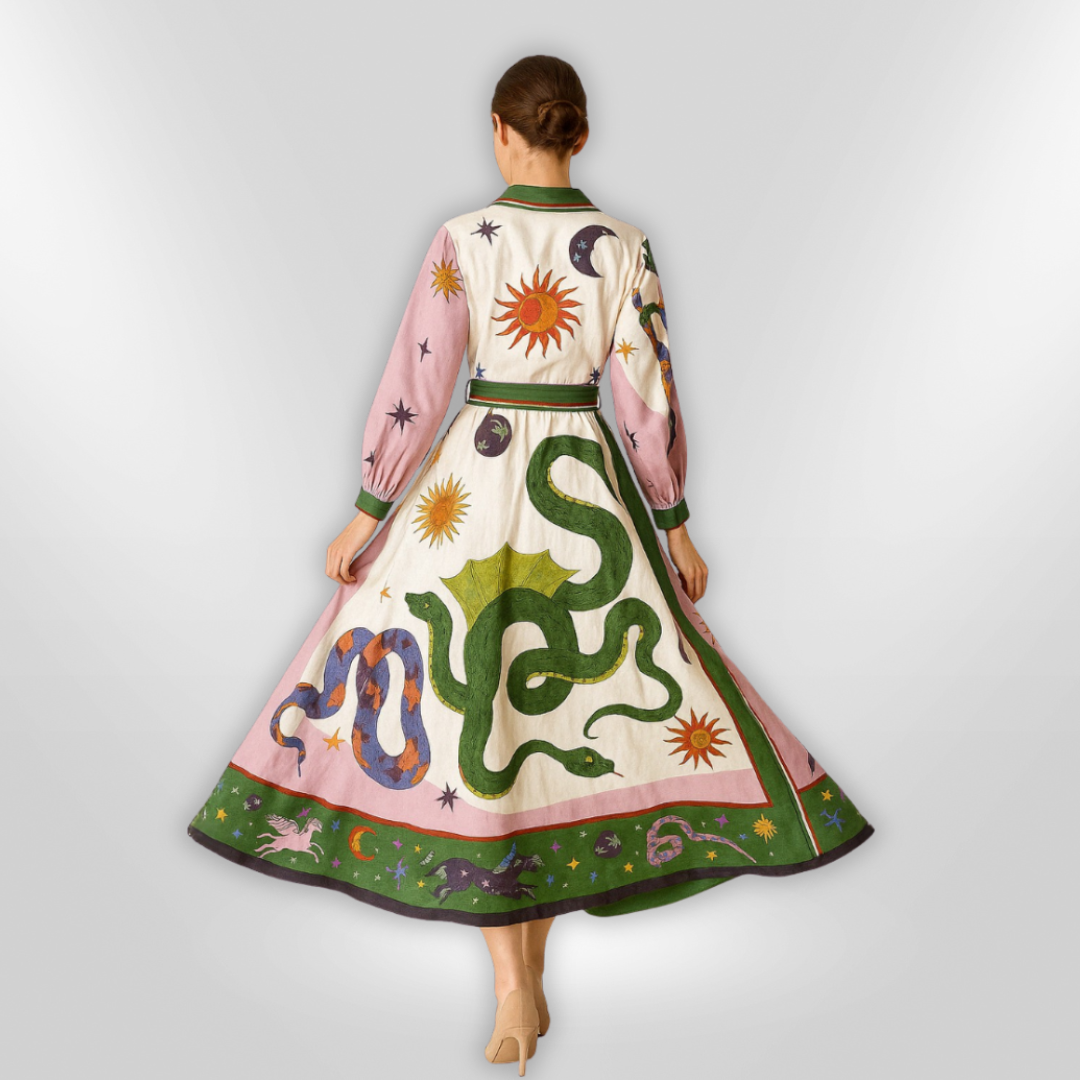 Kvinnors Maxi Klänning Med Voluminösa Ärmar 2