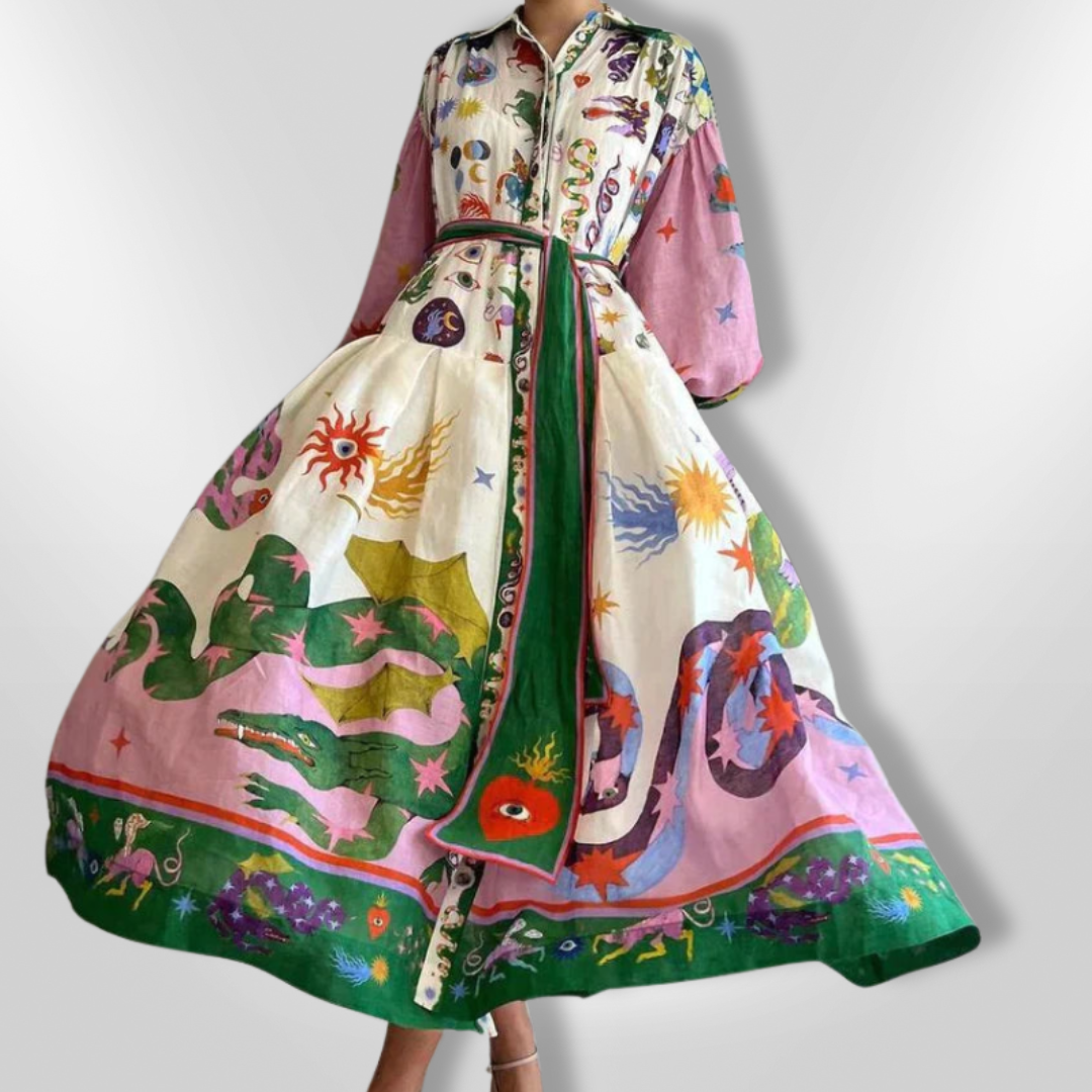 Kvinnors Maxi Klänning Med Voluminösa Ärmar 5