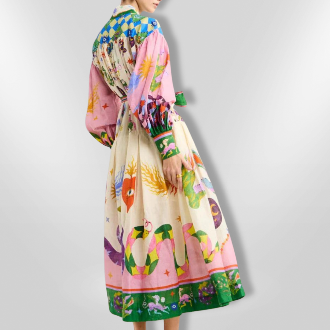 Kvinnors Maxi Klänning Med Voluminösa Ärmar 7