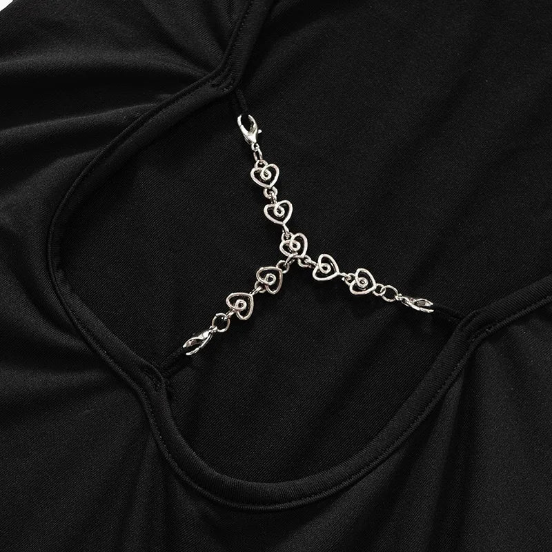 Kvinnors Maxi Klänning Rygglös med Kedjedetalj 3