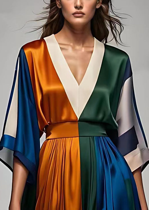 Kvinnors Maxi Klänning med V-hals och Hög Midja 2