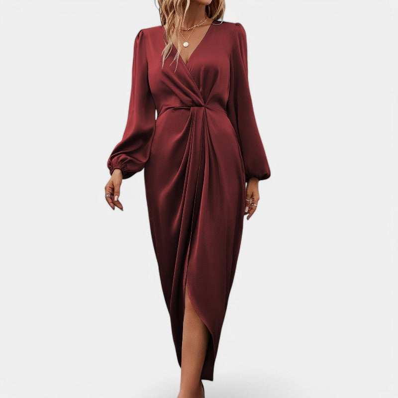 Kvinnors Maxiklänning Långärmad Polyester Hög Slits 5