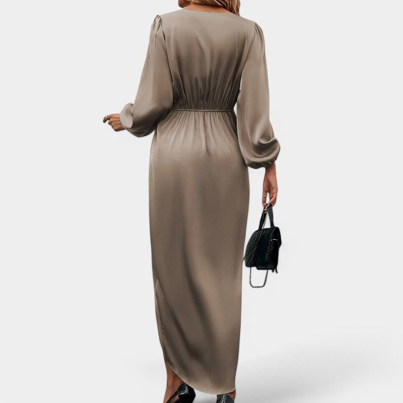 Kvinnors Maxiklänning Långärmad Polyester Hög Slits 6