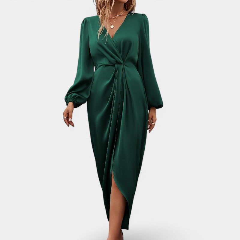 Kvinnors Maxiklänning Långärmad Polyester Hög Slits 7