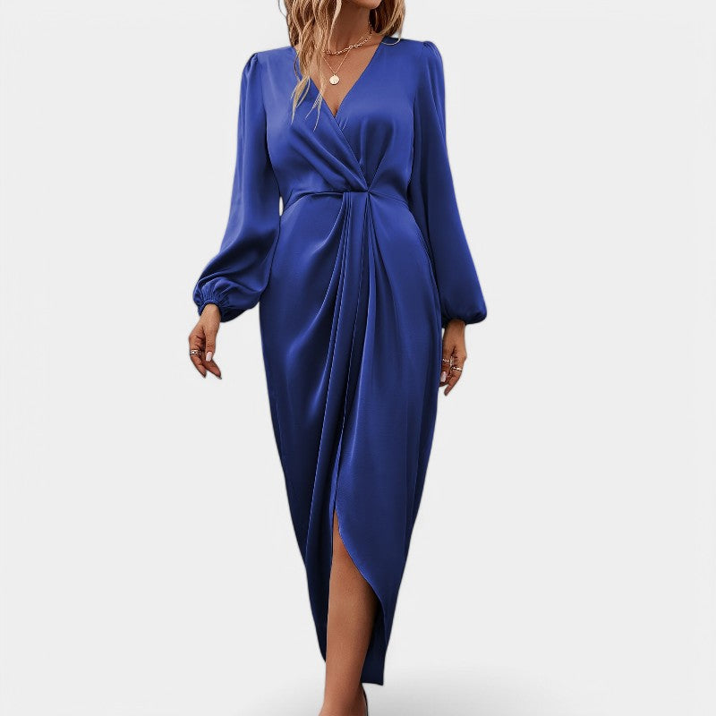 Kvinnors Maxiklänning Långärmad Polyester Hög Slits 8