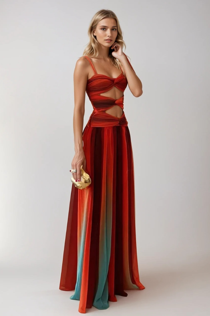 Kvinnors Maxiklänning Ombre Design Flödande Tyg 1