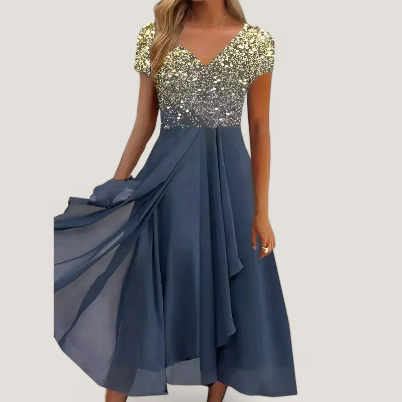 Kvinnors Midi Klänning Blommig Chiffon 1