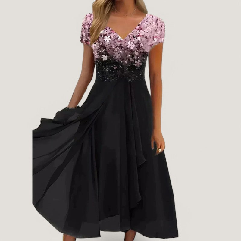 Kvinnors Midi Klänning Blommig Chiffon 4