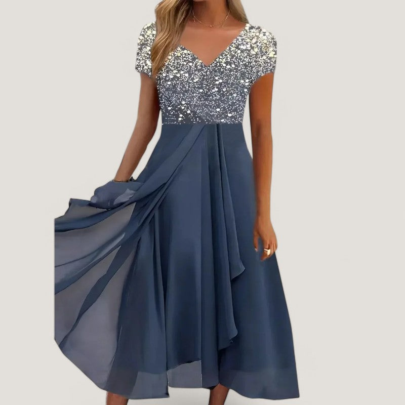 Kvinnors Midi Klänning Blommig Chiffon 5