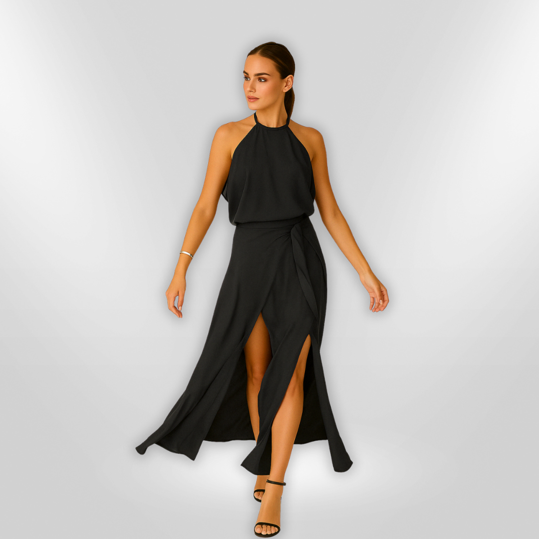 Kvinnors Midi Klänning Öppna Axlar Mjuk Tyg 1