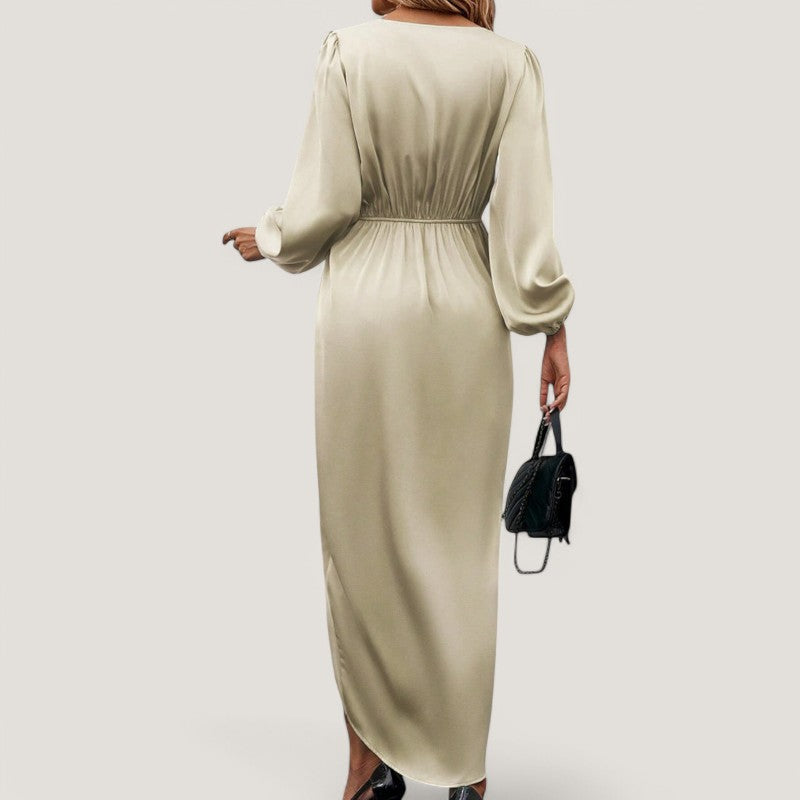 Kvinnors Midi Klänning V-ringad Design 6