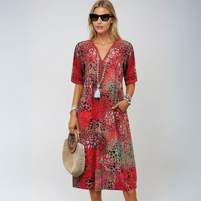 Kvinnors Midiklänning Flödande Boho-Stil 4