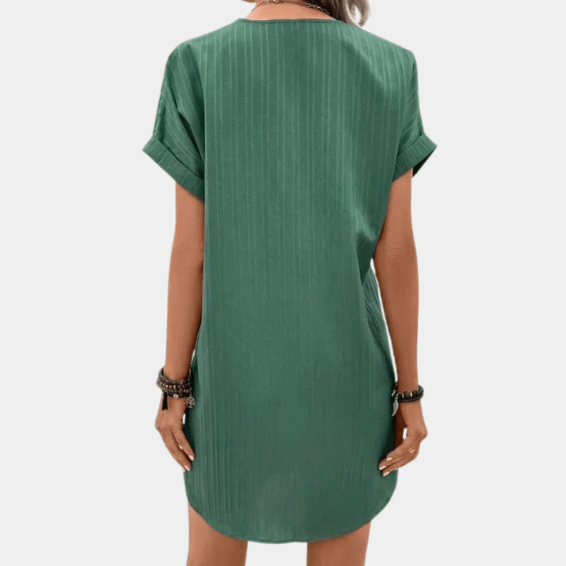 Kvinnors Mini Klänning V-ringning Minimalistisk Stil 7