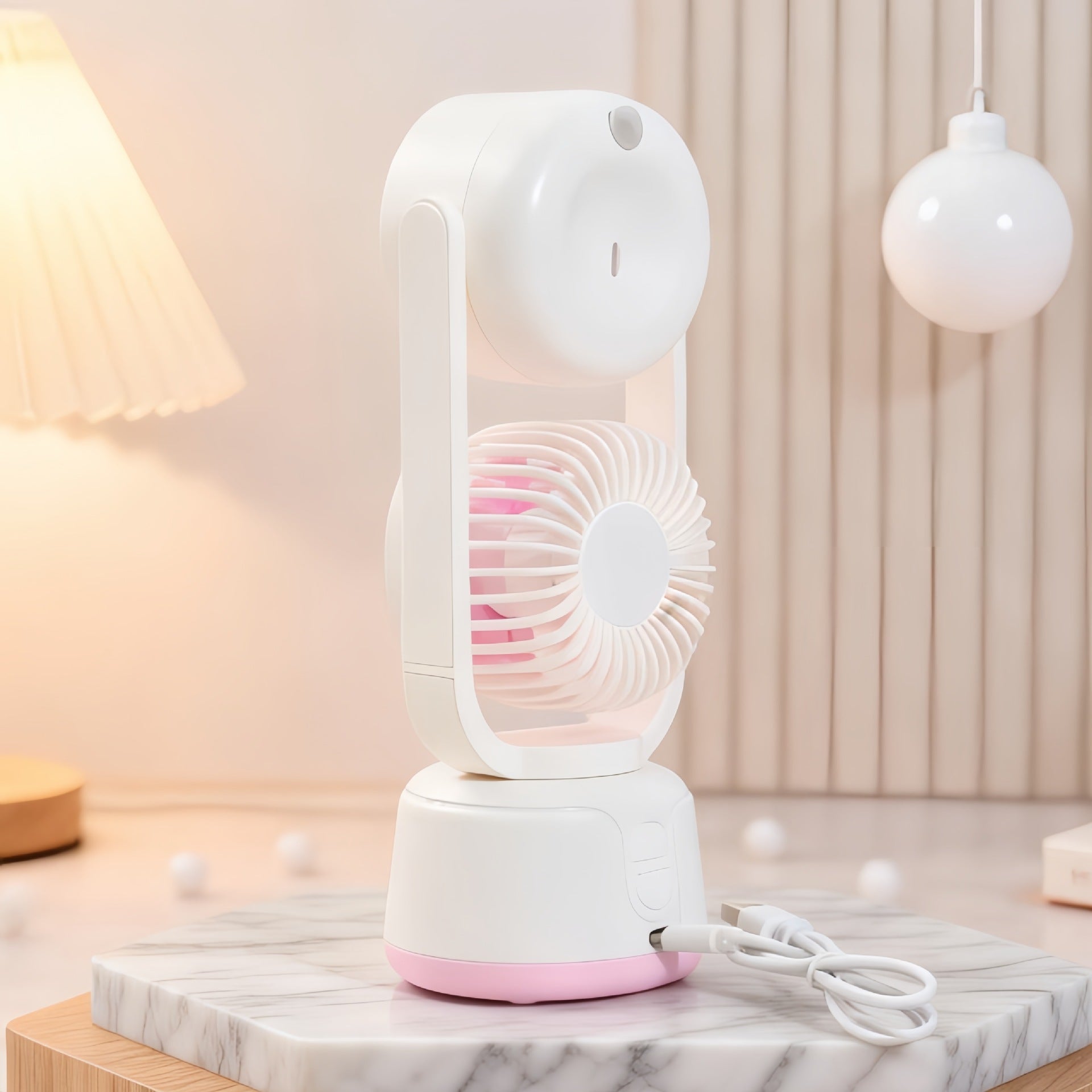 Kvinnors Multifunktionell Bordsfläkt med Dimfunktion och USB-Laddning 2