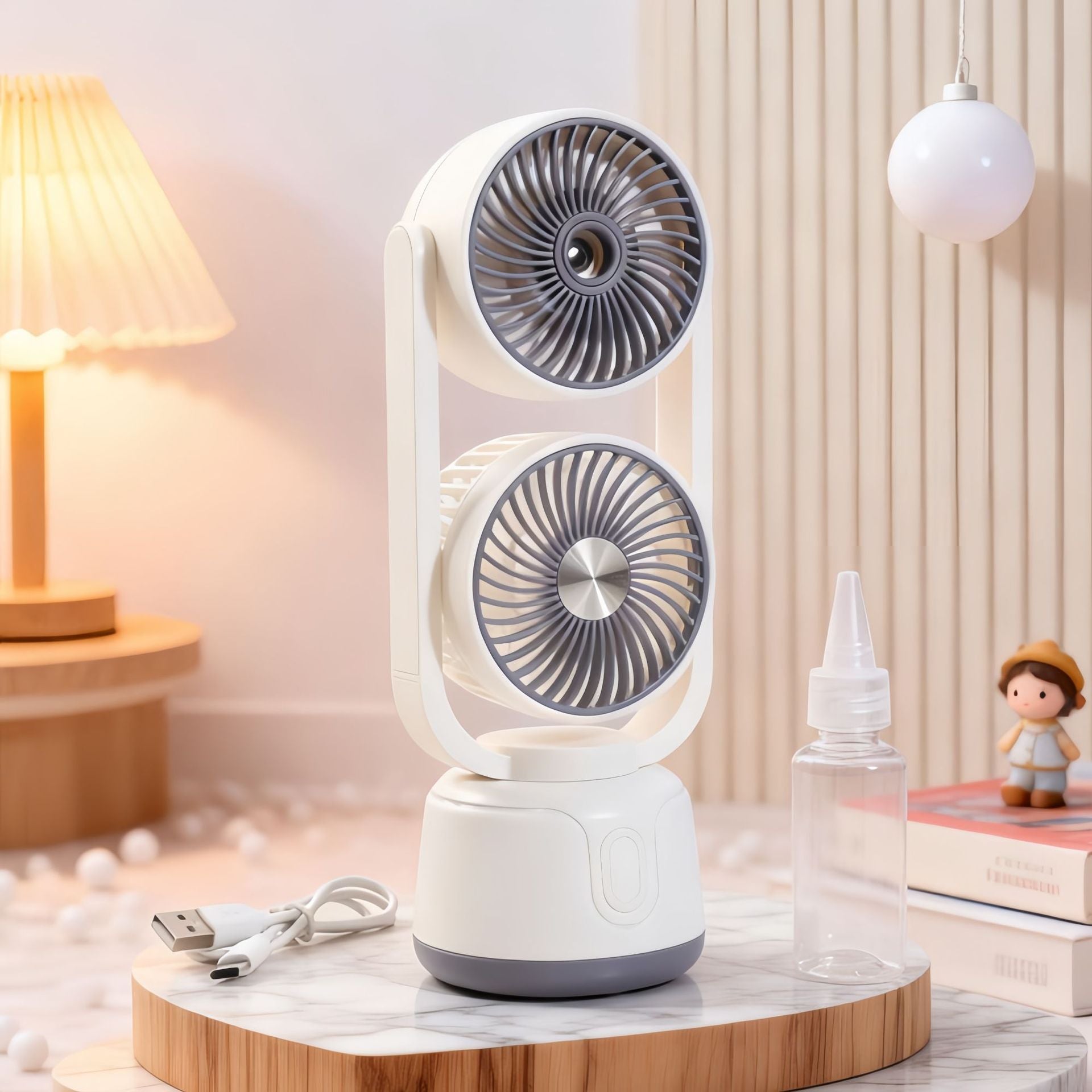 Kvinnors Multifunktionell Bordsfläkt med Dimfunktion och USB-Laddning 5