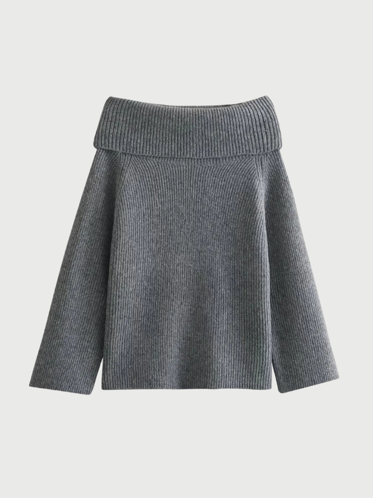Kvinnors Off-Shoulder Stickad Tröja Trendig 2