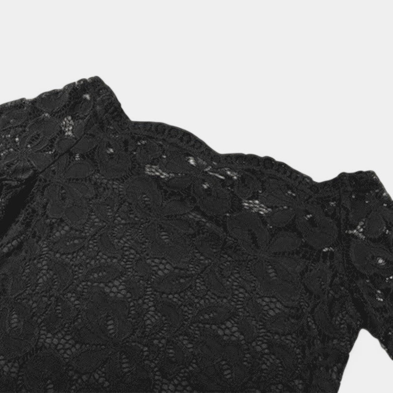 Kvinnors Off-Shoulder Top i Spets med Långa Ärmar 1