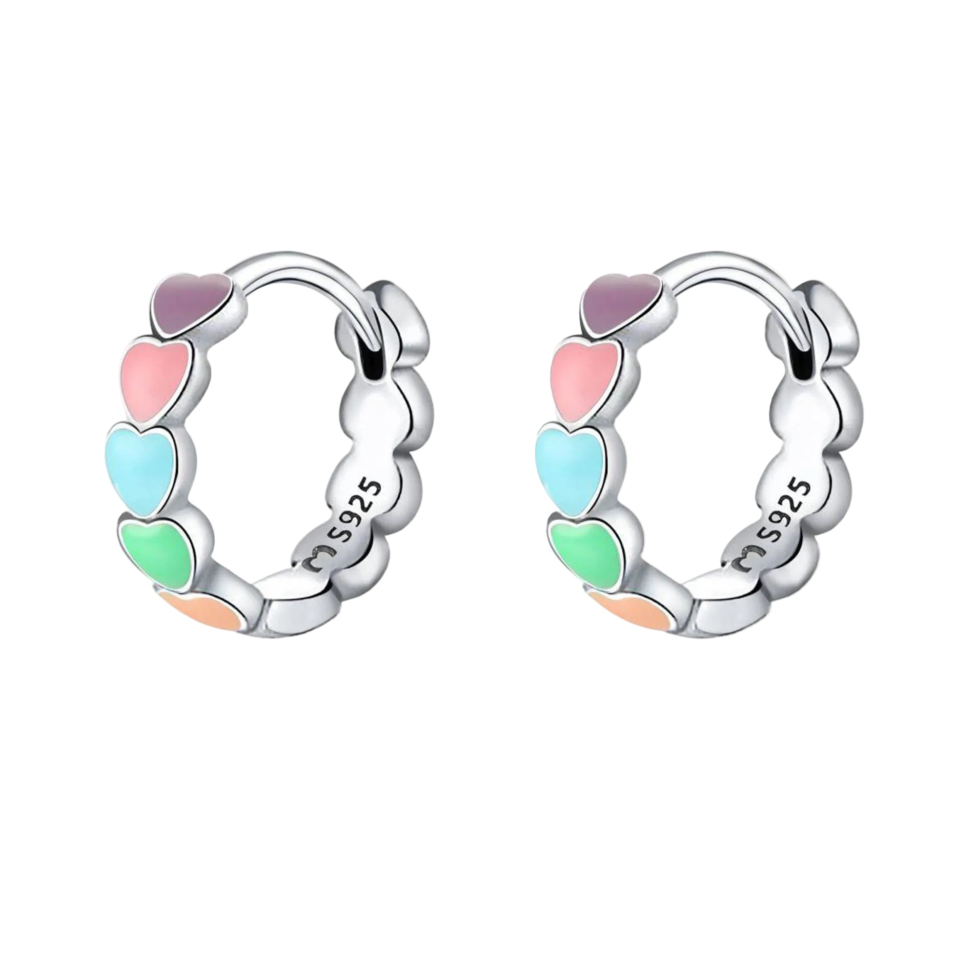 Kvinnors Örhängen Färgglada Hjärtan Design 0