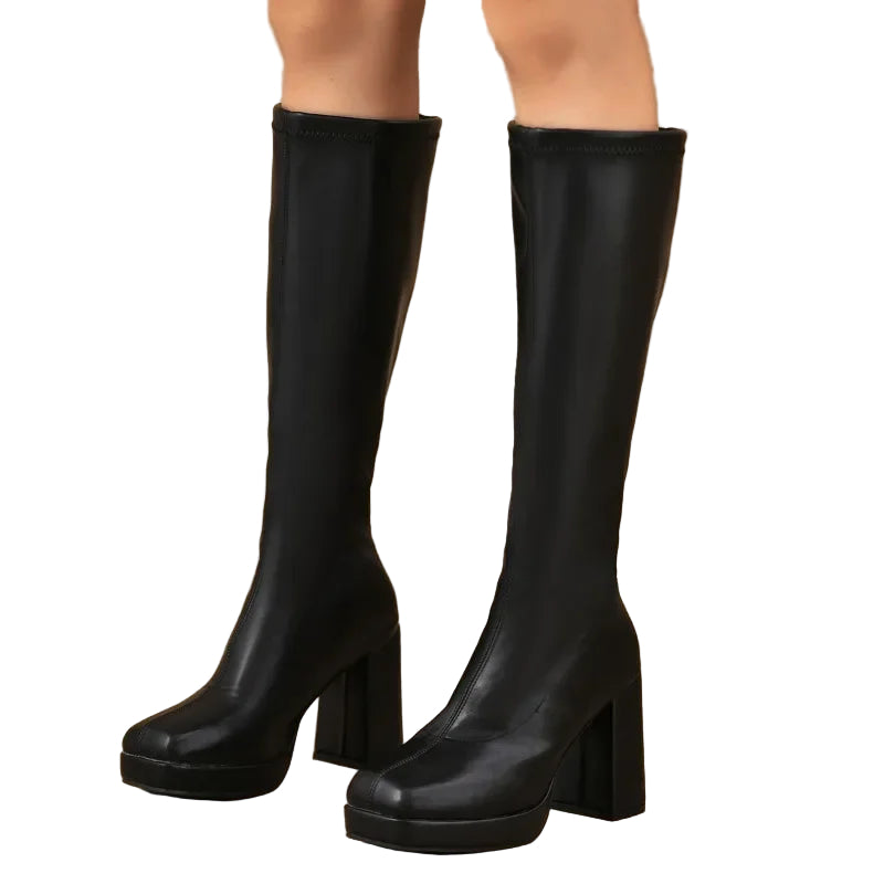 Kvinnors Over-the-Knee Stövlar med Chunky Klack 0
