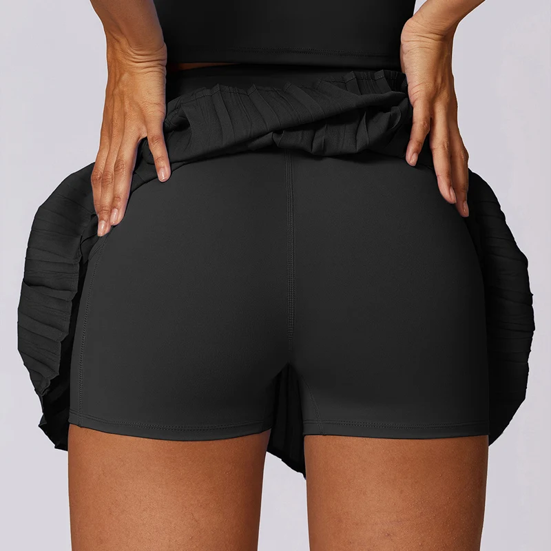 Kvinnors Plisserad Kjol Med Inbyggda Shorts Polyester Elastan 5